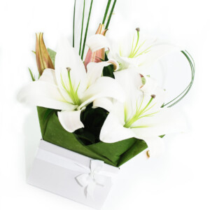 White Oriental lily arrangement