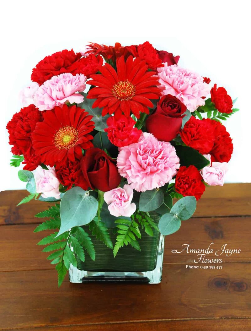 Ruby vase flower arrangement