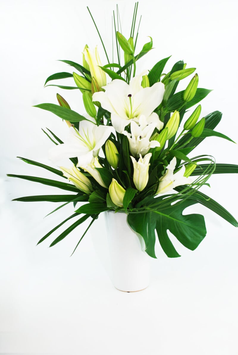 Lilly White Tall Vase Arrangement