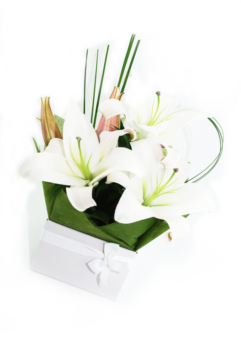 White Oriental lily arrangement