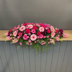 Pink Seasonal Casket Spray Funeral Flowers