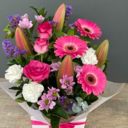 Hot pink Flower Box arrangement